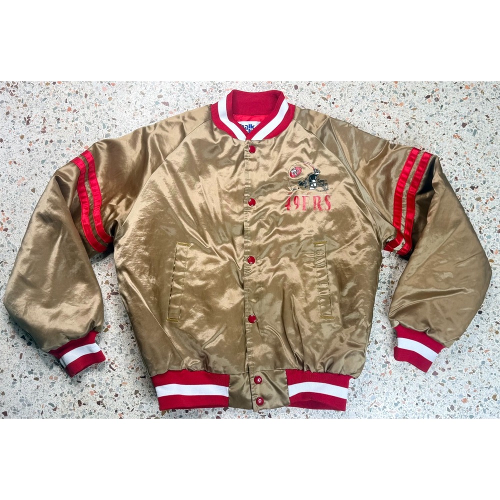 Chalk Line NFL San Francisco 49ers Vtg Youth Satin Bomber Jacket Size 18-20 - XL